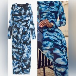 Abercrombie & Fitch Blue Tie-Dye Midi Dress